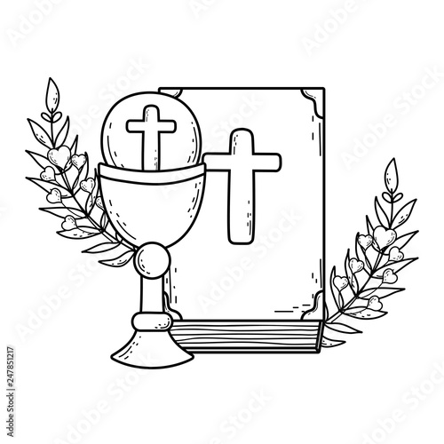 sacred chalice with holy bible