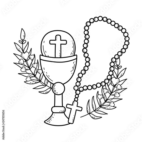 sacred chalice with rosary