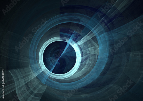  blue eye in fractal form on black canvas