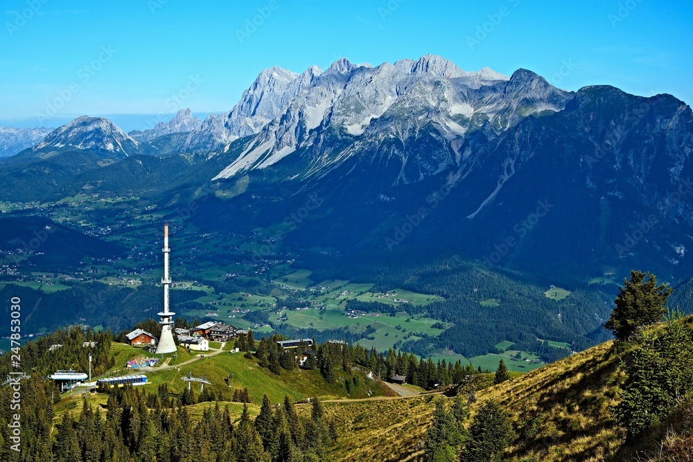 Austrian Alps-view on the Dachstein from Hauser Kaibling