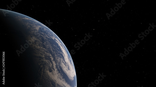 Exoplanet 3D illustrationPlanet Earth blue against the background of the galaxy and the black starry sky  Elements of this image furnished by NASA 