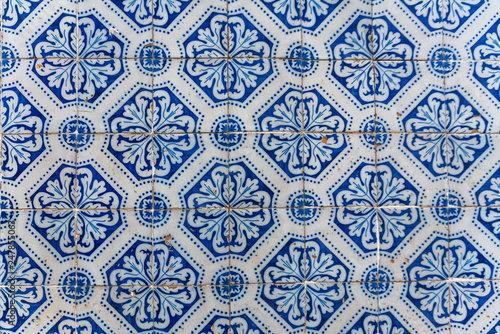 old tiles of a building in a street in Lisbon