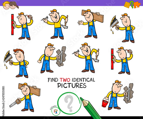 find two identical builders game for kids