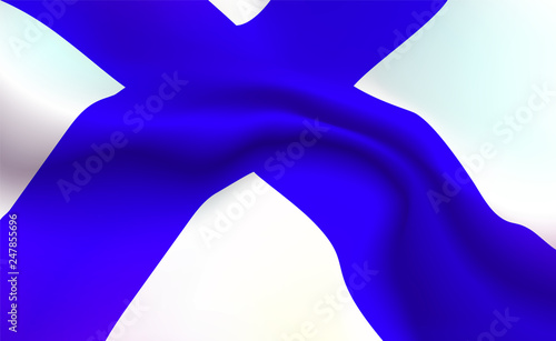 Background Finnish flag in folds. Finlyandsky banner. Pennant with stripes up close, standard Republic Of Finland. Northern Europe illustration. Realistic soft shadows, highlights. North Vector eps10 photo