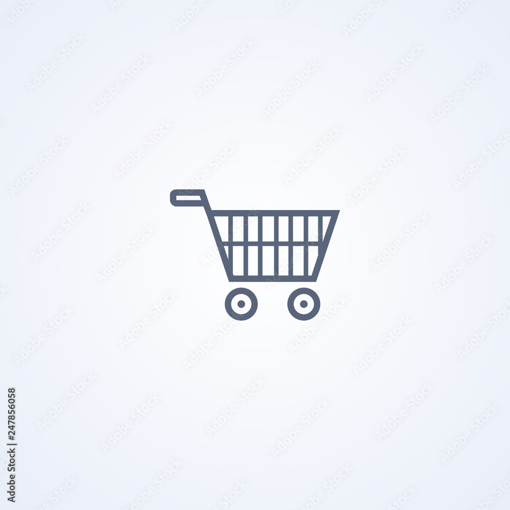 Shopping cart, vector best gray line icon