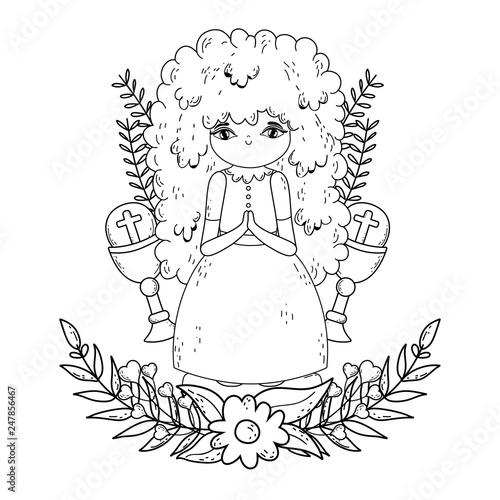 little girl with chalice in first communion celebration