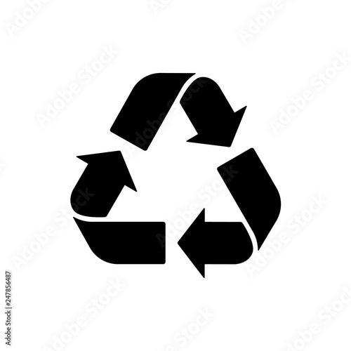 Recycle sign Vector icon. Trash symbol. Eco bio waste concept. Arrow sign isolated on white, flat design for web, website