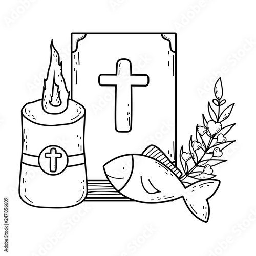 holy bible book with candle