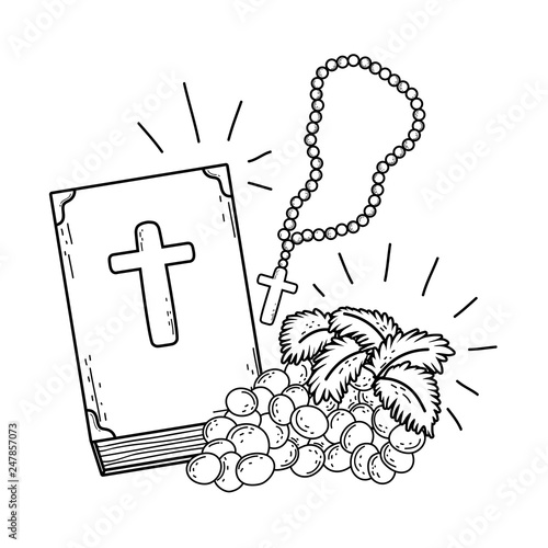 holy bible book with grapes fruits