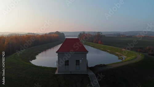 Aerial shot of hydroelectric power plant in Bielkowo. photo