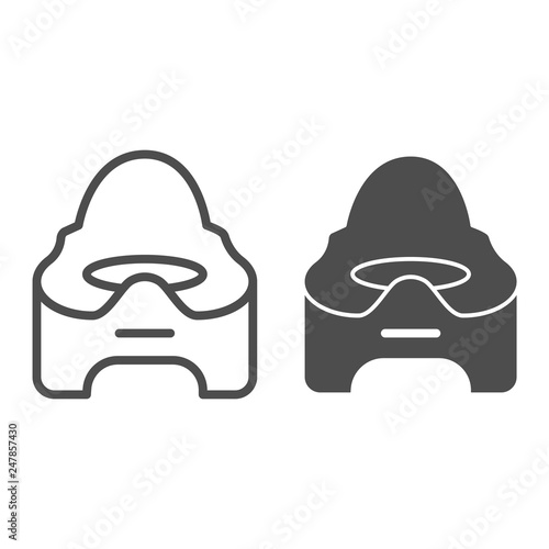 Baby potty line and glyph icon. Baby toilet vector illustration isolated on white. Kid pot outline style design, designed for web and app. Eps 10.