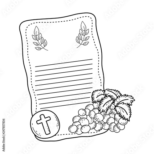 first communion card with grapes