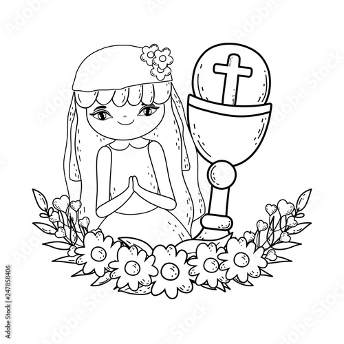 little girl with chalice in first communion celebration