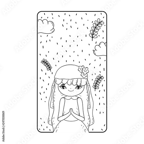 little girl in first communion card