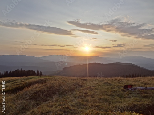 Sunset in the Carpathians mountains