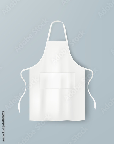 Photo White blank kitchen cotton apron isolated