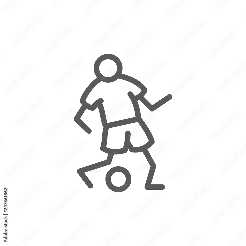 Soccer player passes ball line icon. Soccer player passes ball line icon.
