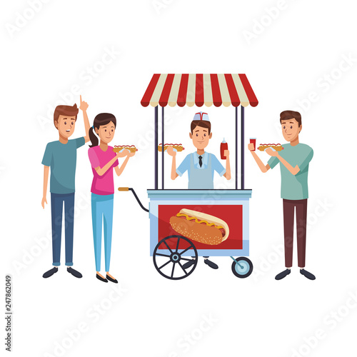 hot dog cart cartoon
