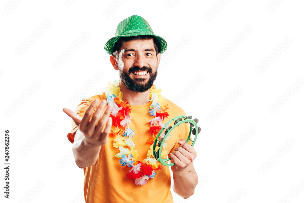 Portrait of young brazilian man wearing carnival costume Portrait of young brazilian man wearing carnival costume