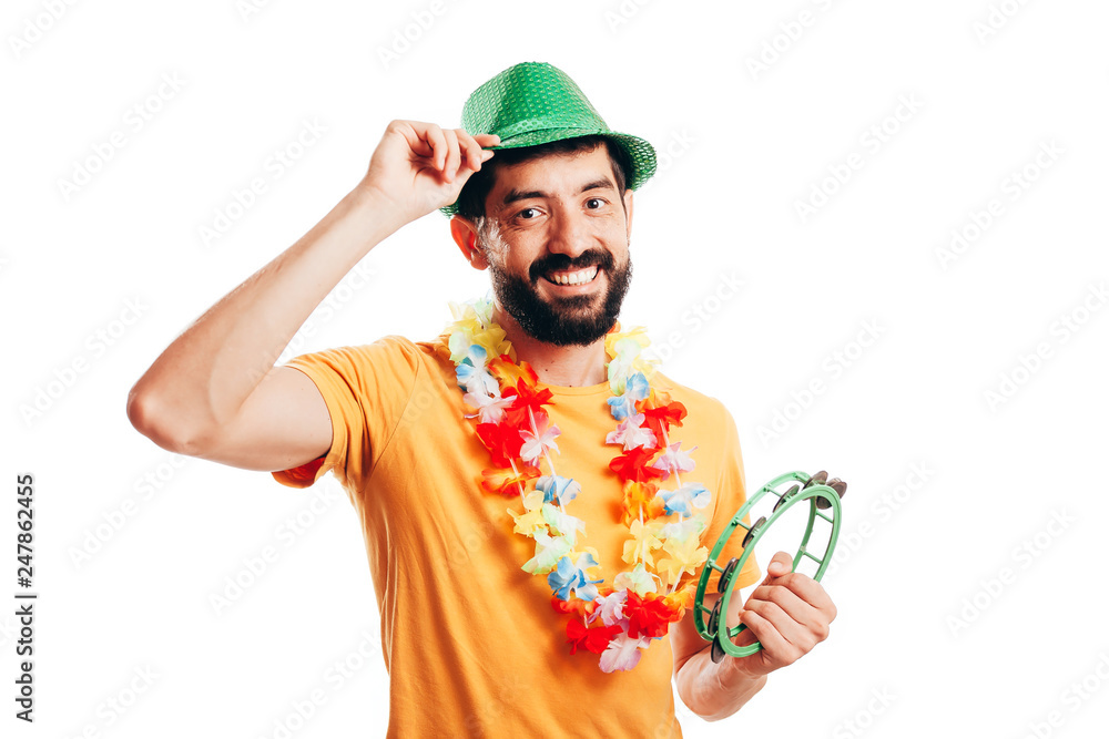 Portrait of young brazilian man wearing carnival costume Portrait of young brazilian man wearing carnival costume
