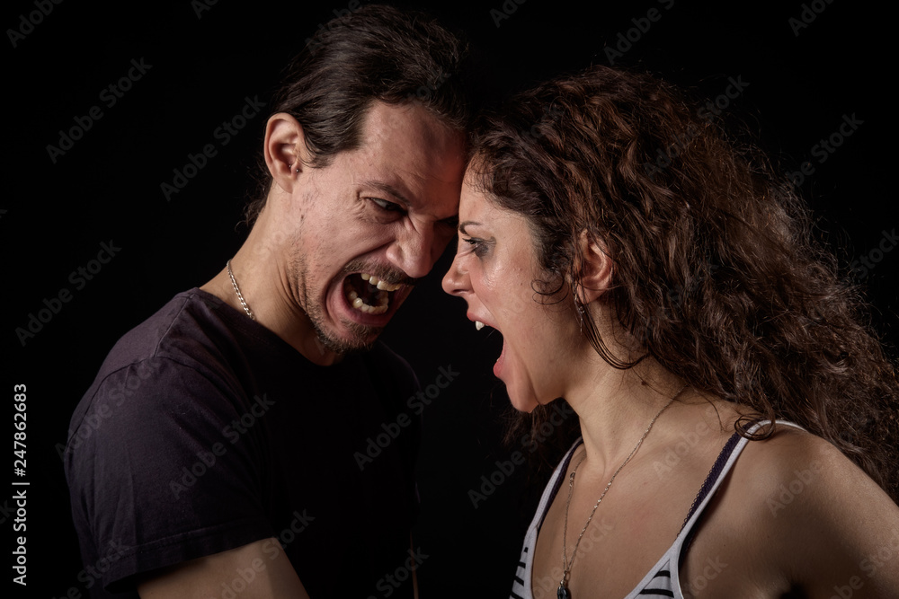 young couple arguing and struggling after a gender violence case