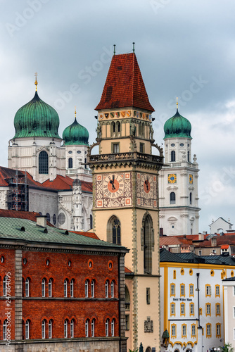 Cathedral and town hall of Passau (Bavaria, Germany)