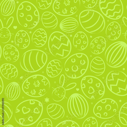 Seamless easter background pattern green with easter eggs