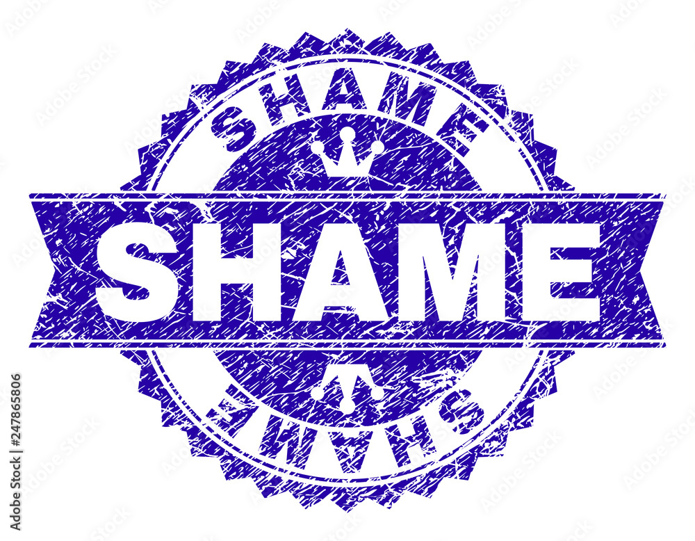 SHAME rosette seal imprint with distress style. Designed with round