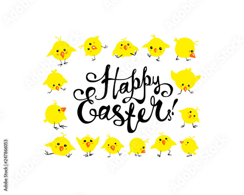 Happy Easter card with cute chicks