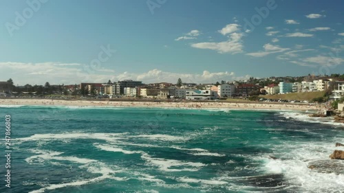 Looking back over Bondi Beach and the Bondi Beach Pavillion