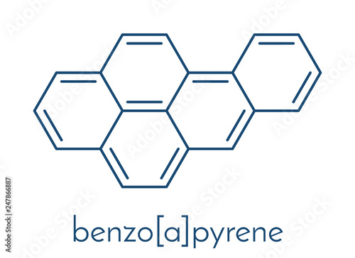 Benzo[a]pyrene (BaP) polycyclic aromatic hydrocarbon molecule. Skeletal formula.