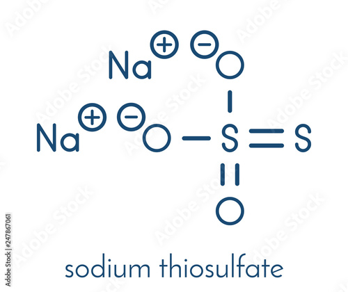 Sodium thiosulfate, chemical structure. Skeletal formula.