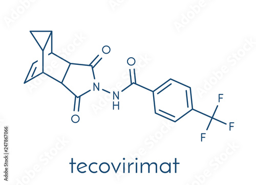 Tecovirimat antiviral drug molecule. Skeletal formula.