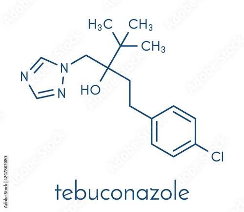 Tebuconazole fungicide molecule. Skeletal formula.