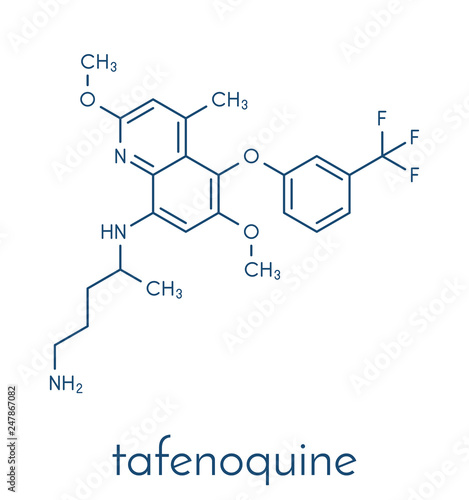Tafenoquine malaria drug molecule. Skeletal formula.