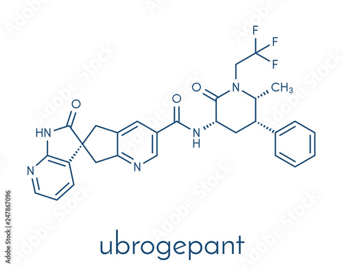 Ubrogepant migraine drug molecule (CGRP receptor antagonist). Skeletal formula.