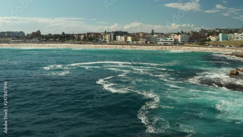 Looking back over Bondi Beach and the Bondi Beach Pavillion