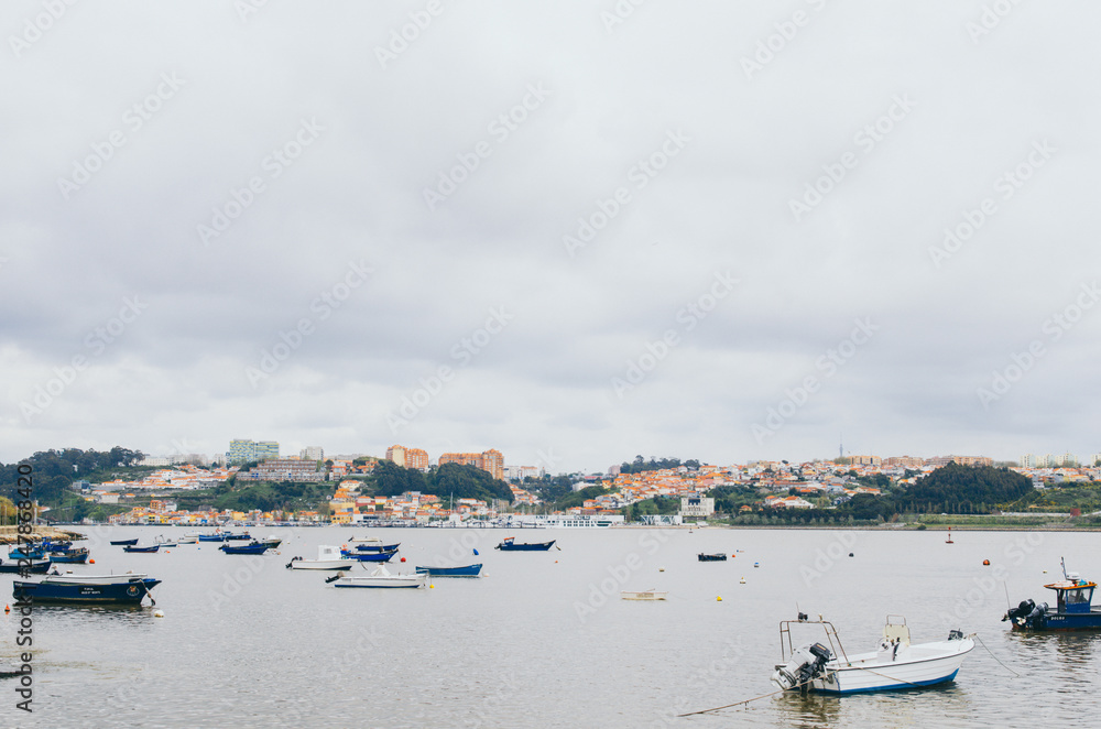 30 April 2016 - Porto, Portugal: Beautiful view to Porto city with fishing boats and beautiful architecture