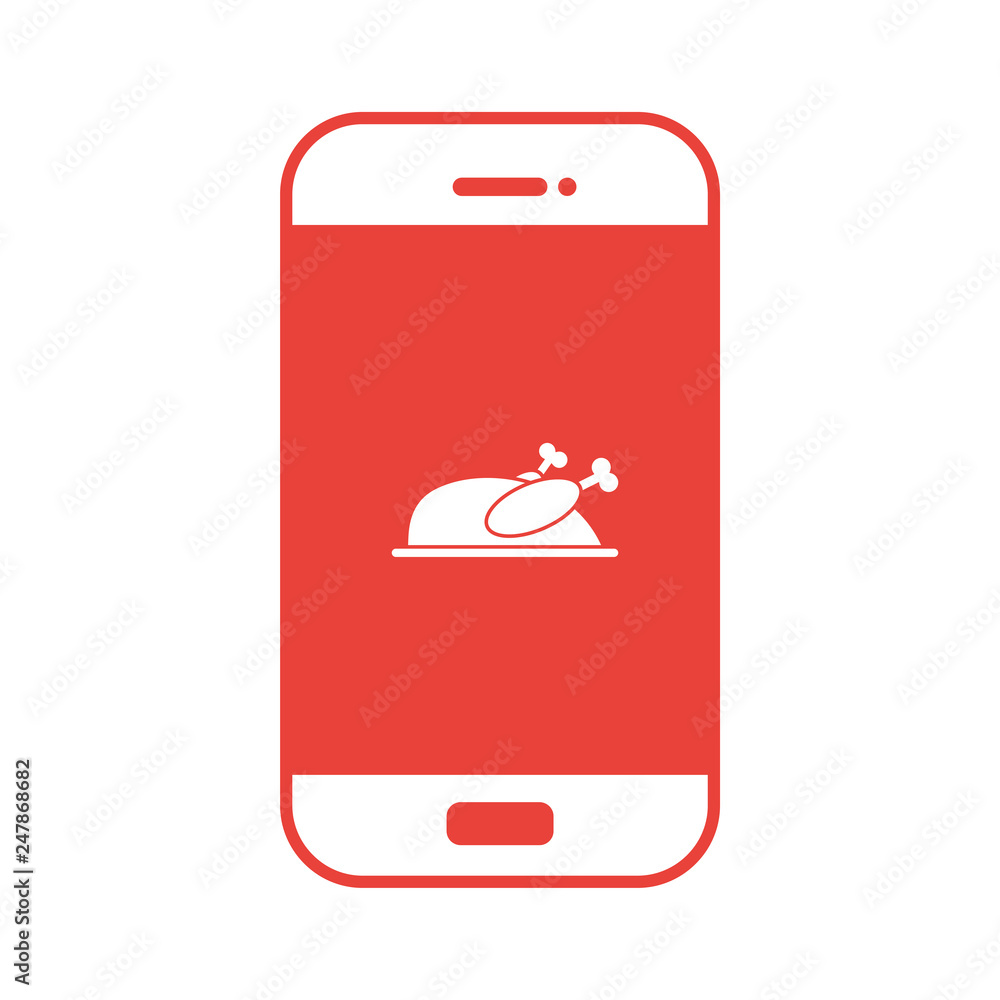 Fotografie Grillhähnchen auf Smartphone Display - rot