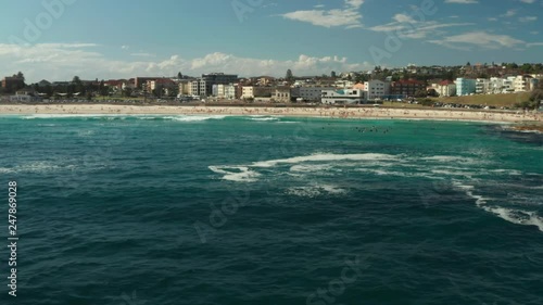 Looking back over Bondi Beach and the Bondi Beach Pavillion