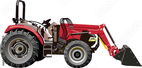 Red Tractor on white background