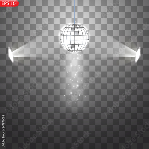 Retro silver disco ball vector, shining club symbol of having fun, dancing, dj mixing, nostalgic party, entertainment.