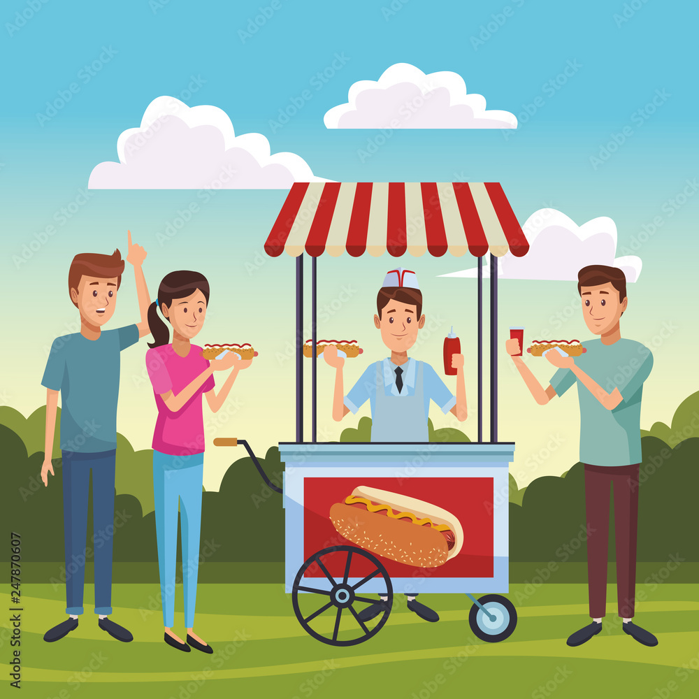 hot dog cart cartoon hot dog cart cartoon