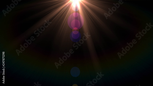 Lens Flare light over Black Background. Easy to add overlay or screen filter over Photos	