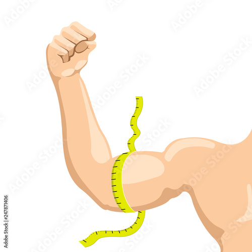 Isolated muscle with a measuring tape. Fitness concept. Vector illustration design