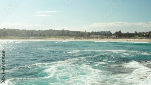 Looking back over Bondi Beach and the Bondi Beach Pavillion