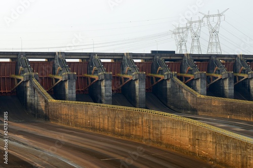 Dam, hydroelectric power plant power station Itaipu, Rio Parana, Alto Parana, Paraguay, South America photo