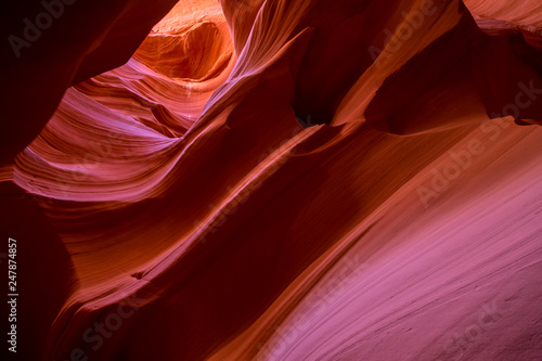 Inside the colorful Antelope Canyon, the famous slot canyon in Navajo reservation near Page, Arizona, USA