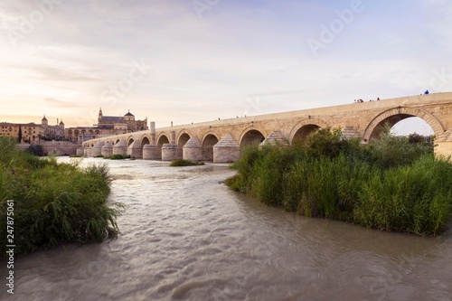 Puente Romano, Roman Bridge, Rio Guadalquivir, Mezquita, Cathedral, Mezquita- Catedral de Cordoba, Cordoba, UNESCO World Heritage Site, Andalusia, Spain, Europe photo