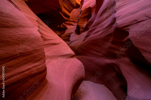 Inside the colorful Antelope Canyon, the famous slot canyon in Navajo reservation near Page, Arizona, USA